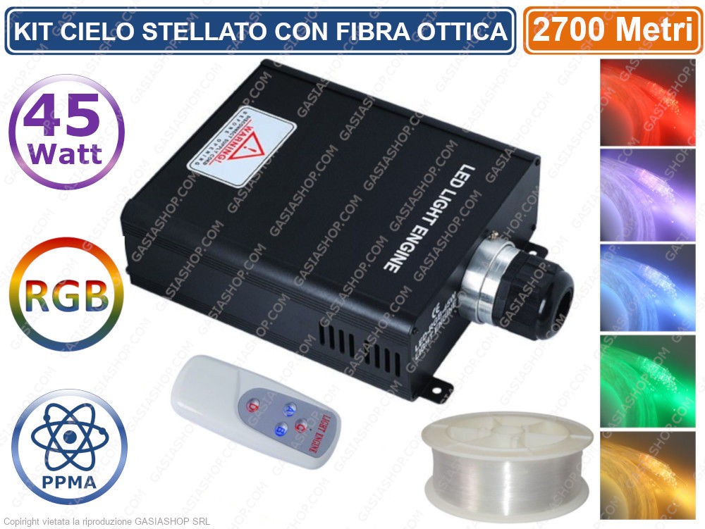Gasiashop - LED-45 - KIT FIBRA OTTICA CIELO STELLATO 45W PUNTI LUCE RGB
